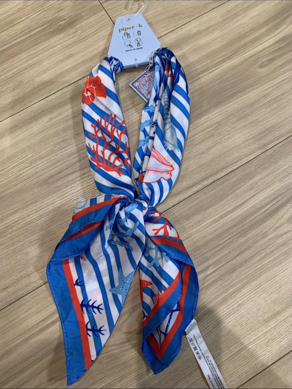 piper.k Blue & Red Nautical Stripe Scarf